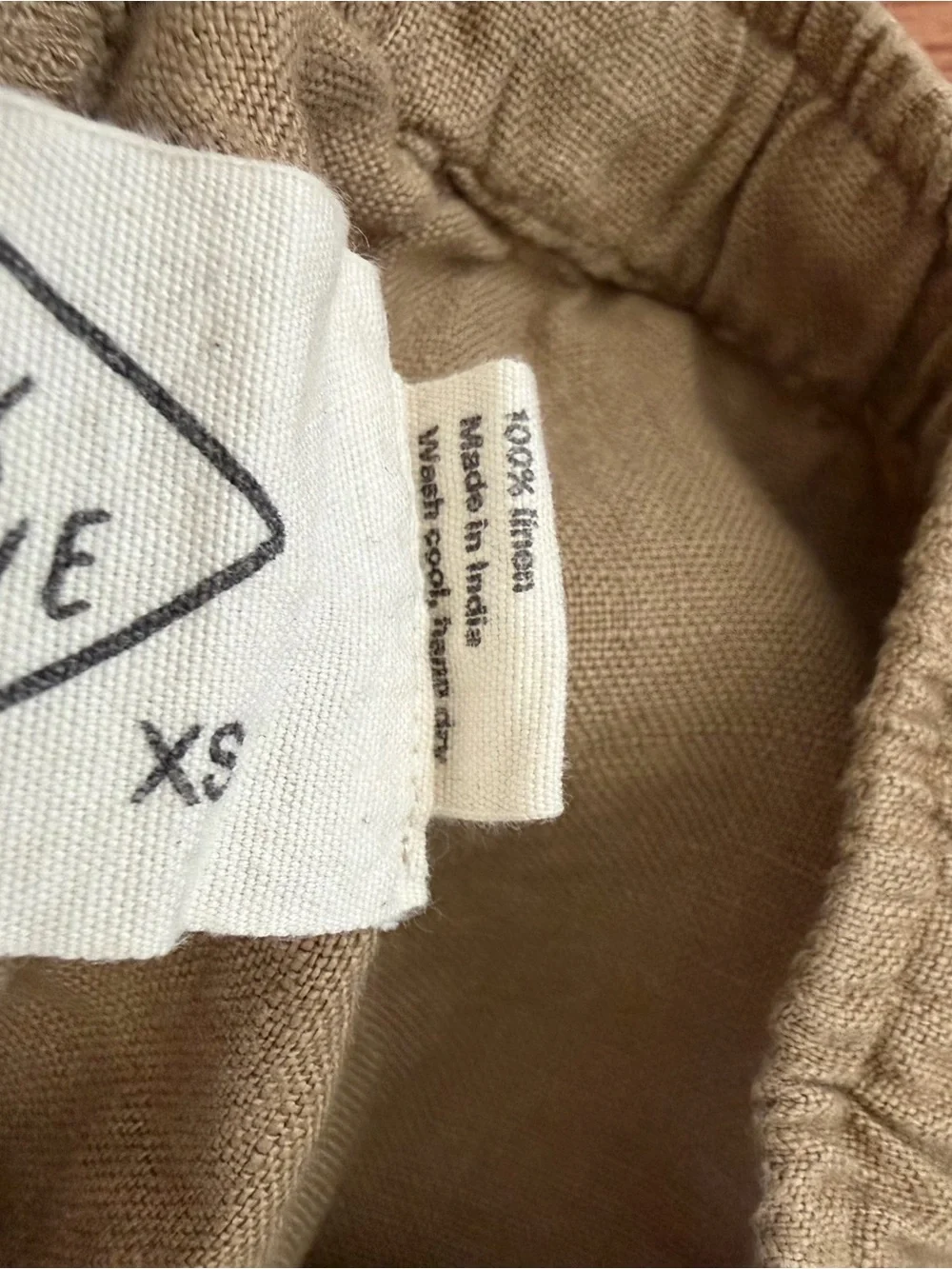Alex Crane Bo Mens XS Linen Shorts Sand Beige Tan Elastic Drawstring